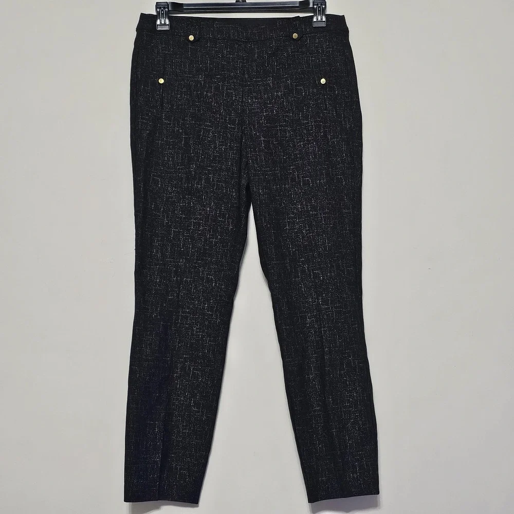 Maurices Women's Pants Size Large 12/14 Regular Black Gold Elastic Waistband 524 - Picture 1 of 11